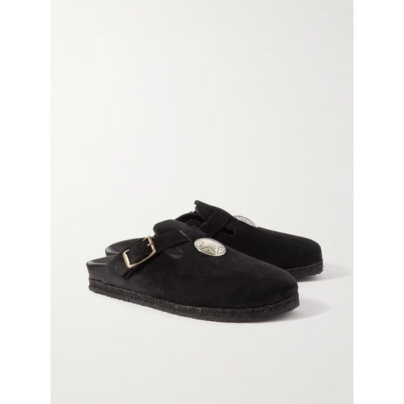 YUKETEN Sal 1 w/ Silver Concho Suede Clogs - Black size US 7